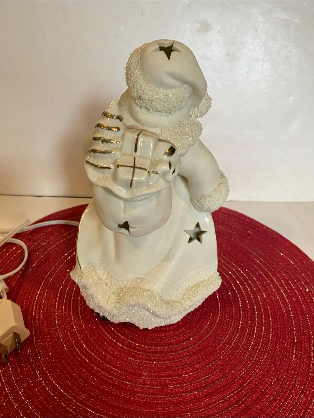 Vintage Cream Bisque Porcelain Light-up Santa Figure